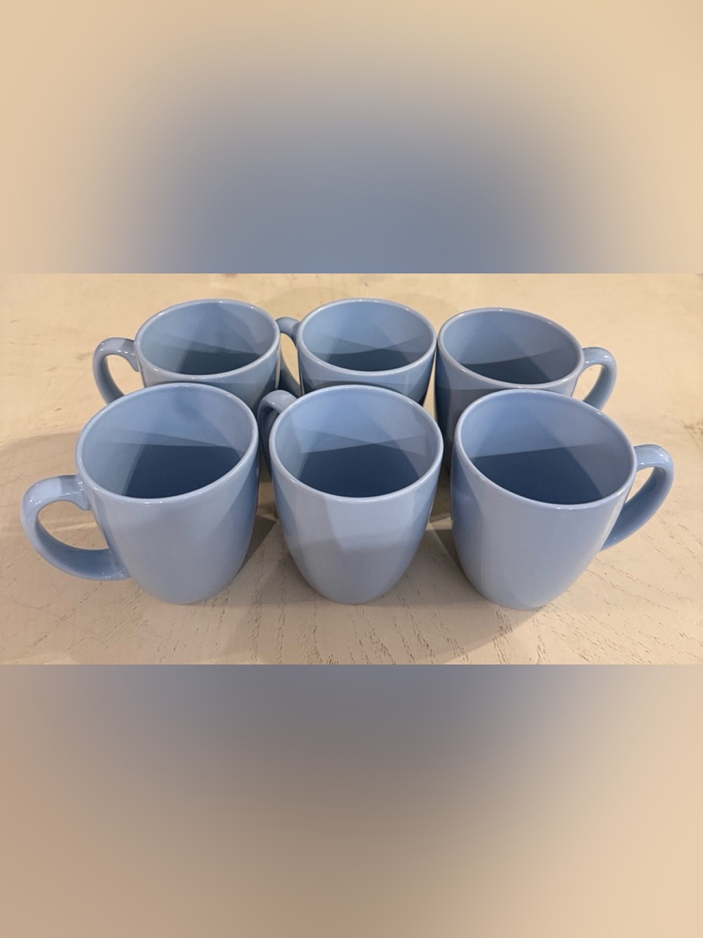 Corelle stoneware periwinkle mugs set of 6 like new